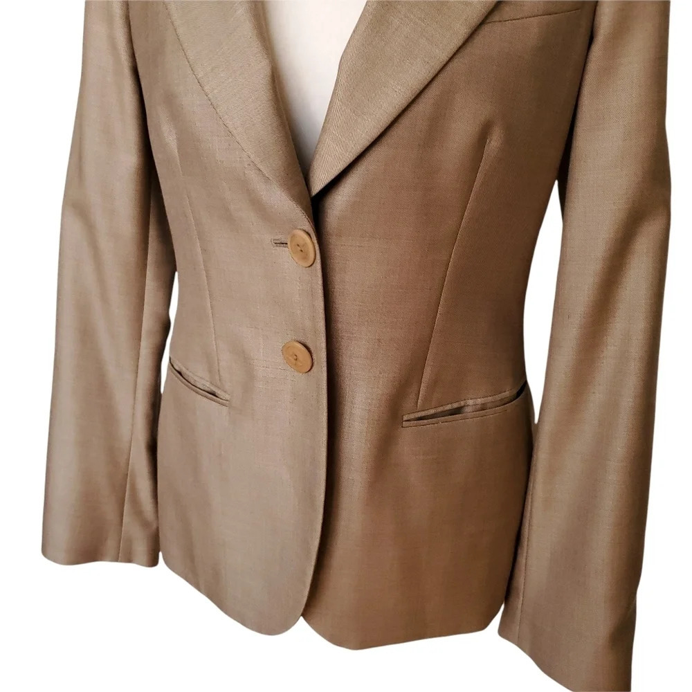 Giorgio Armani Wool Silk Blazer Womens Size 38 Beige Tan Lined Jacket 2 Button - Picture 8 of 16